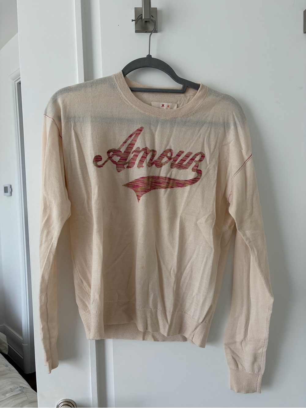Zadig & Voltaire Cream 'Amour' Graphic Crewneck Sweater
